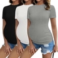 thumbnail image 1 of Ropa de maternidad Ekouaer - Tops para embarazo, paquete de 3 unidades, color negro, blanco y gris, 1 of 7