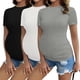 thumbnail image 1 of Ropa de maternidad Ekouaer - Tops para embarazo, paquete de 3 unidades, color negro, blanco y gris, 1 of 7