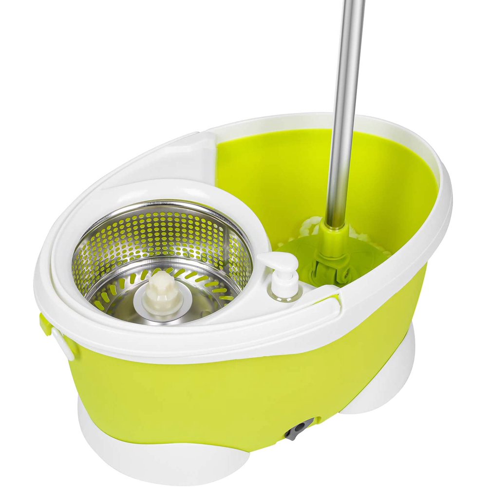 Smart Spin Mop Wringer Bucket Household Cleaning Kit, Dry& Wet MultiSurface, 2 Replaceable