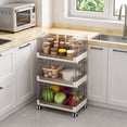 thumbnail image 3 of VECELO Clear Stackable Plastic Storage Carts, 3 Tier Storage Baskets with Wheels, Basket Organizer for Kitchen, Bathroom, Living Room, Home Office, 3 of 8