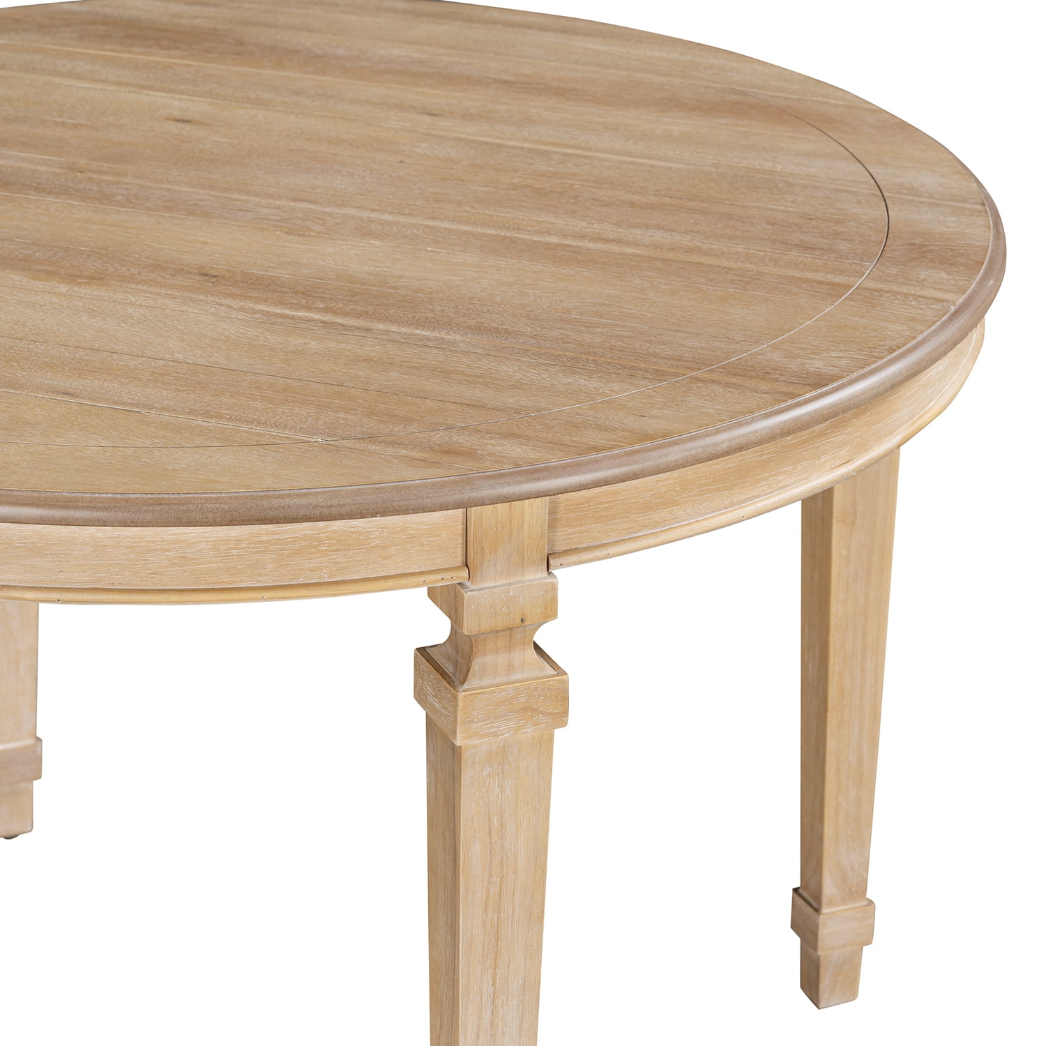 Kadyn 5-Piece Kitchen Dining Table Set, Solid Wood Round Table with 4 Upholstered Chairs for Apartment Kitchen, Natural Wood