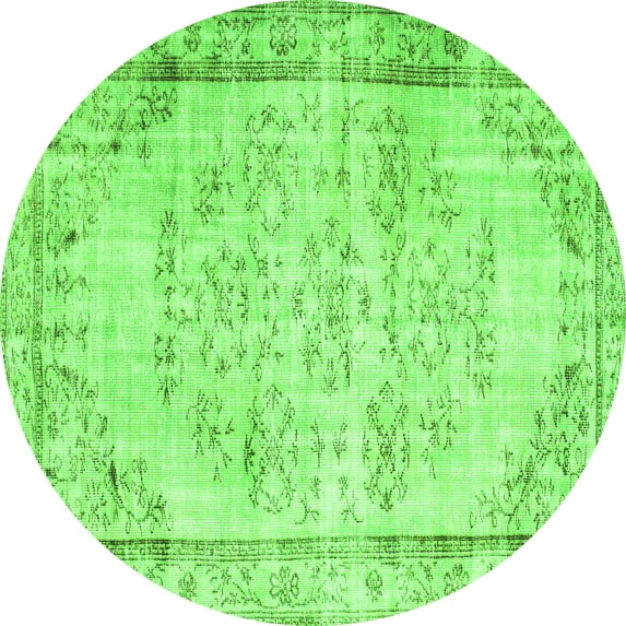 Ahgly Company Indoor Round Abstract Green Contemporary Area Rugs, 8' Round
