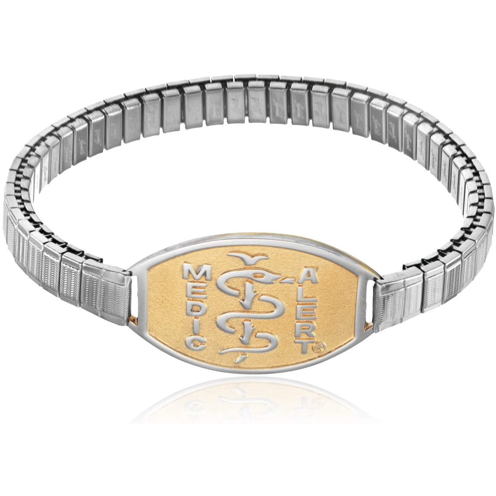 MedicAlert Foundation Stretch Band Medical Alert ID Bracelet, Silver