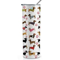 Dachshund Gifts, Dachshund 5D Seamless Pattern, Gifts for Wiener Dog Lovers, Women, Girls, Friends, Daughters, Coworkers, Stainless Steel Tumbler 20Oz, White