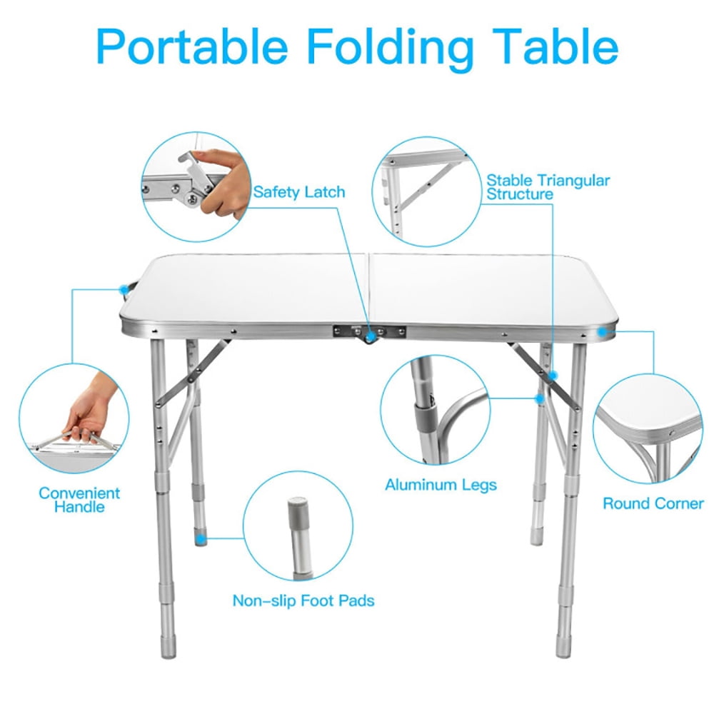 Aimee Lii Adjustable Portable Aluminum Patio Folding Camping Table for Outdoor and Indoor, Outdoor Picnic Camping Equipment