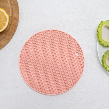 

Yidarton Round Honeycomb Silicone Placemat High Temperature Thick Placemat Anti-Scalding Non-Slip Mat Silicone Table Mat Pink