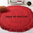 thumbnail image 2 of Jaipur Art And Craft Indian Handmade Natural Fiber Cotton Red Color Oval Area Rug for Indoor and Outdoor Rug Size - (6x9 Sq Feet), (72x108 Inches), (180x270 CM), 2 of 6