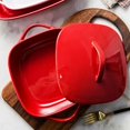 thumbnail image 3 of Ceramic Baking Dish with Lid,Ceramic Deep Lasagna Pan,Casseroles Dish with Lids,Pasta,Dinner, Banquet,Thanksgiving（red）, 3 of 6