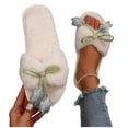 thumbnail image 6 of uublik Womans Fuzzy Slippers Memory Foam Open-Toe Slippers Soft Fleece Indoor Shoes Indoor/Outdoor Slippers, White, 6 of 7