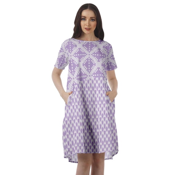 Moomaya Printed Tunic Dresses Women A-Line Short Sleeve Casual Shift Dress