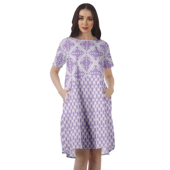 Moomaya Printed Loose A-Line Dress With Pockets Short Sleeve Dresses Women