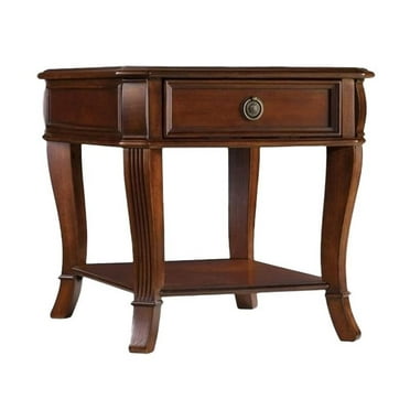 Pemberly Row Contemporary Wood Top End Table in Clear Cherry