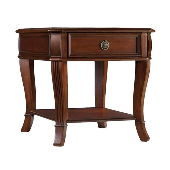 Pemberly Row Contemporary Wood Top End Table in Clear Cherry