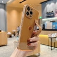 thumbnail image 4 of Electroplated Case for iPhone 12 Pro, Cute Heart Pattern Slim Lightweight Soft Silicone Shockproof Cover with Wristband Kickstand Lens Protection Phone Case for iPhone 12 Pro, Brown, 4 of 10