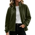 thumbnail image 3 of Fleece Jacket for Women Fashion Casual Cozy Solid Color Long-Sleeve Outerwear for Fall Winter Casual Wear, 3 of 9