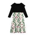 thumbnail image 4 of Abcomgle Girls Maxi Dresses 7-16 Patchwork Ruffle Long Sleeve Maxi Dress Vintage Floral Print Crew Neck Sundresses Tiered Dresses with Pockets,11-12 Years Green, 4 of 5
