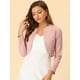 thumbnail image 2 of Cárdigan Crop Top Dobladillo Curvo Frente Abierto Bolero Encogimiento Hombros De Otoño Invierno Para Mujer Rosa XL, 2 of 5