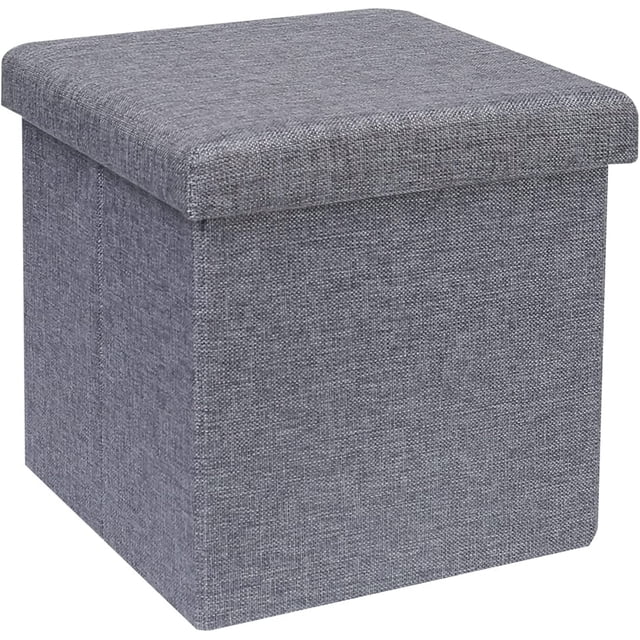 Caja de ALMACENAMIENTO otomana pequeña XCF gris con tapa taburete con ALMACENAMIENTO 11.8