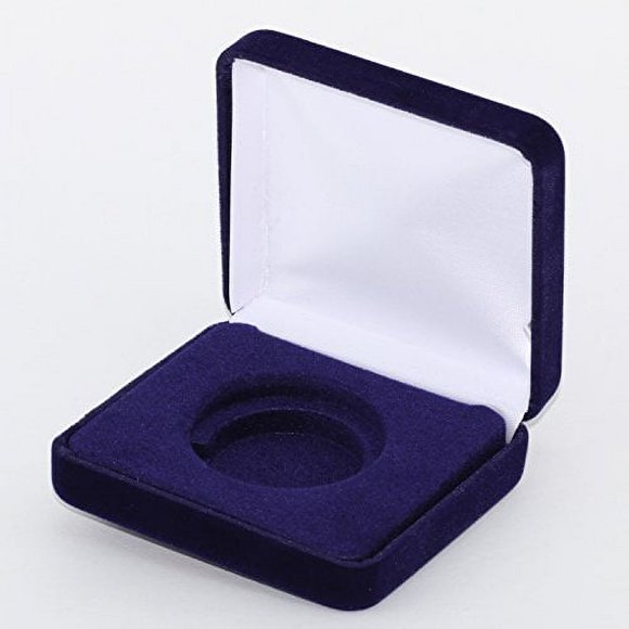 (1) Blue Velvet Model "H" Air-Tite Single Coin Holder Display Box Case for H-38 1oz Silver Dollar Direct Fit Coin Capsule