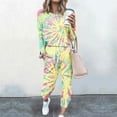 thumbnail image 2 of KIJBLAE Pajama Set Womens Long Sleeve Sleepwear Pullover Top and Pants Cozy Loungewear Soft Pjs Lounge Set&nbsp; Multicolor XXXXL, 2 of 5