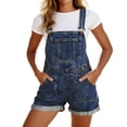 thumbnail image 2 of Warop Women's Denim Overalls, Button-Down Pocket Shorts, Casual Cotton Jumpsuit for Summer and Daily Wear, 2 of 7