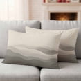 thumbnail image 2 of Grey Beige Ombre Outdoor Pillow Covers 20x12 Set of 2, Waterproof Patio Throw Pillowcase Protectors, Minimalist Ocean Waves Linen Lumbar Decorative Pillow Shams Cushion Covers for Seat Bed Couch Sofa, 2 of 8