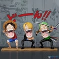 thumbnail image 2 of Figura de One Piece de 10 cm, figura de Luffy, Sanji, Roronoa Zoro, figuras de acción, versión Q, estatua, The Hungry Trio, modelo de PVC, juguetes, muñecos, regalos, 2 of 5