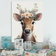 thumbnail image 2 of Designart Cute Baby Cow With Floral Crown II Canvas Wall Art, 2 of 5