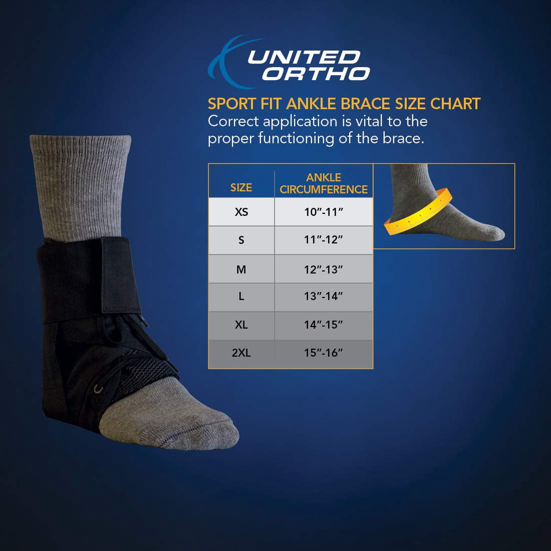 United Ortho US8837 Sport-fit Ankle Brace, Large, Black
