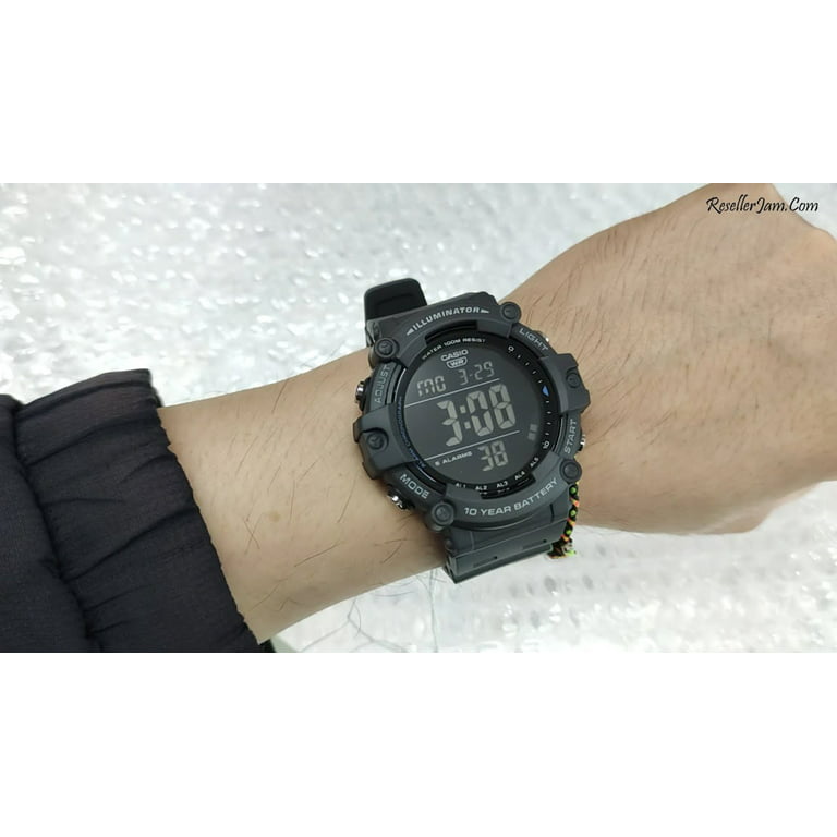 Sui Afstoten Intimidatie Casio Men's Wide Face Black Digital Grey Resin Strap Watch - Walmart.com