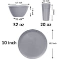 thumbnail image 2 of GHSDFBB 18-Piece Plastic Kitchen Dinnerware Set, Plates, Dishes, Bowls, Cups, Service for 6 (Dark Gray), 2 of 4