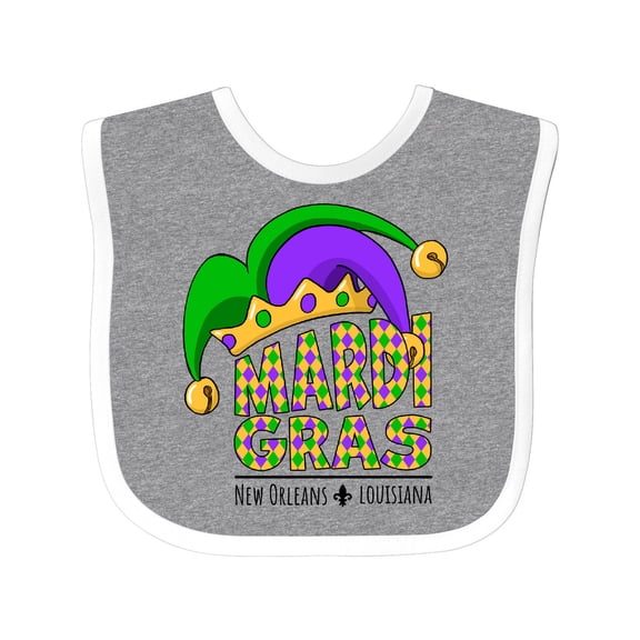 Inktastic Mardi Gras New Orleans Louisiana Jester Hat Boys or Girls Baby Bib