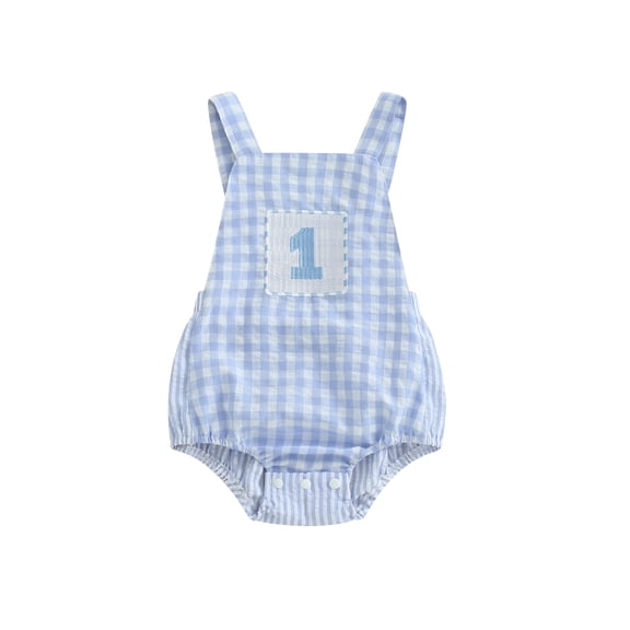 BemeyourBBs Baby Boys Rompers First Birthday Outfit 1st Birthday Years Old Summer Clothes Bubble Romper Overalls Letter Embroidery Sleeveless Bodysuits Jumpsuits