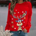 thumbnail image 1 of ICHUANYI Clearance Women's Christmas Print Long-sleeved Sweatshirt Casual Blouse Pullover Tops(Red, S) ICHUANYI WER2023080906542, 1 of 4