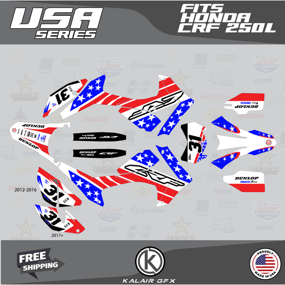 Kalair GFX Graphics Kit for Honda CRF250L (2012-2016) Usa Series