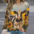 thumbnail image 2 of Farm Cows Womens Casual Crewneck Sweatshirt Long Sleeve Tops Cute Pullover Loose Fit, 2 of 7