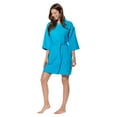 thumbnail image 3 of Turquaz Linen Waffle Kimono Turquoise Short Robe Square Pattern, 3 of 5