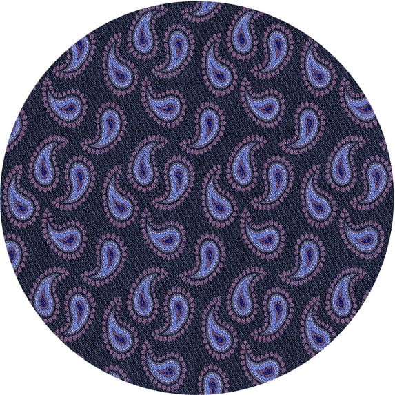 Ahgly Company Indoor Round Patterned Night Blue Area Rugs, 7' Round