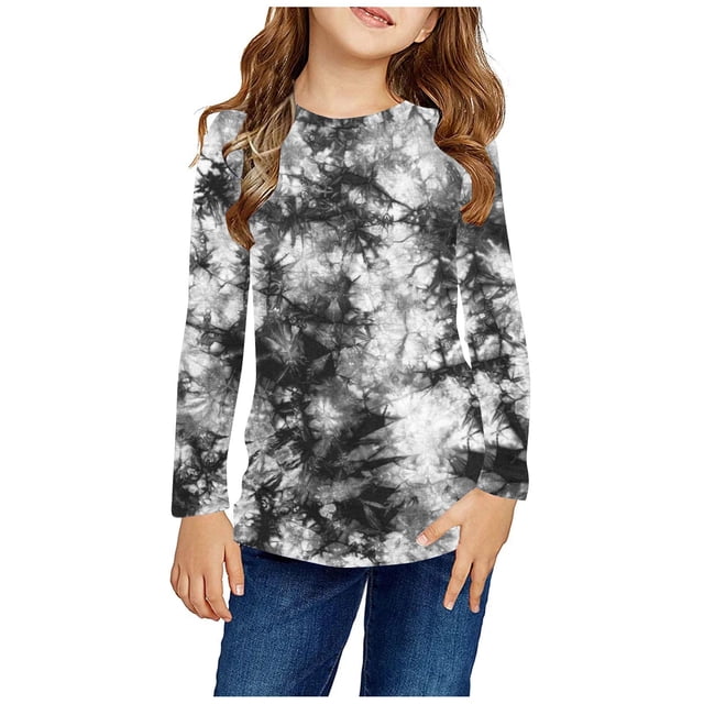 RXIRUCGD Chemises à Manches Longues pour Filles, Col Rond Mignon, Blouses Décontractées Élégantes, Multicolore, Taille : 11 Ans