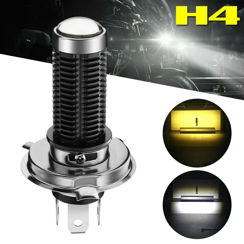 Motorcycle Headlight Bulb LED Dual Color Hi/Lo Beam Fog Lamp Light H4 DC 9-32V 