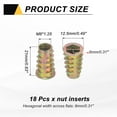 thumbnail image 2 of 18 Pcs Threaded Inserts for Wood, Zinc Alloy M8 Thread Inserts Nuts 21mm Length, 2 of 6
