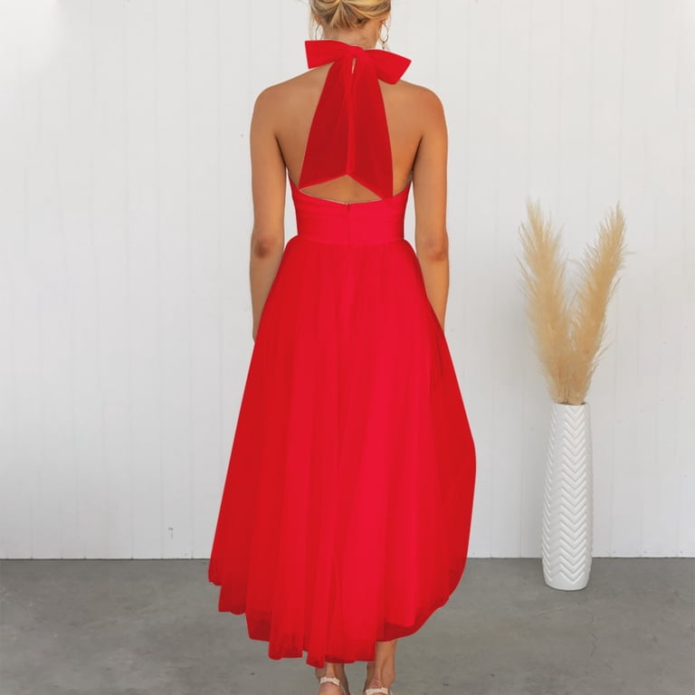 Meichang Halter Dresses for Women Summer Sleeveless A-line Bridesmaid Dress  Wedding Party Prom Gown formal Evening Long Maxi Dress - Walmart.com