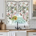 thumbnail image 6 of Pink Spring Floral Swag Valances for Windows 2 Pack, Kitchen Window Curtains 36 Inch Length, Elegant Pastoral Flowers Birds Watercolor Privacy Swag Curtains for Living Room/Bathroom 36"x36", 6 of 8