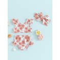 thumbnail image 2 of Bslissey Toddler Baby Girl 3Pcs Swimsuit Cute Print Fly Sleeve Tops + Elastic Ruffle Shorts + Headband 6M 9M 12M 18M 24M 3T Infant Sweet Bikini Set Summer Bathing Suits, 2 of 9