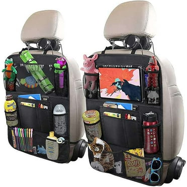 Astarin Car Backseat Organizer 2 Pack, Kick Mats Back Seat Protector with 10" Touch Screen Tablet Holder, Car Seat Organizer for Kids, Car Travel Accessories with 9 Storage Pockets
