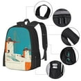 thumbnail image 2 of Easygdp Colorful Greek Windmills Mochila de Gran Capacidad Minimalista Ideal para Escuela, Viajes y Uso Diario, 2 of 6