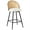 Natural Backrest / White PU Leather, variant on ANMINY Rattan Swivel Bar Stools, 26" Counter Height Set of 2, Upholstered Chairs Barstools with Full Back and Metal Legs Modern PU Fabric Seat for Kitchen Island