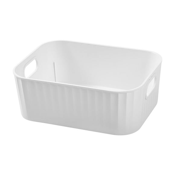 Tall Plastic Weave Storage Basket, Bin Organization for Countertops, Classroom, Tabletops & Book Shelves for Crafts, A