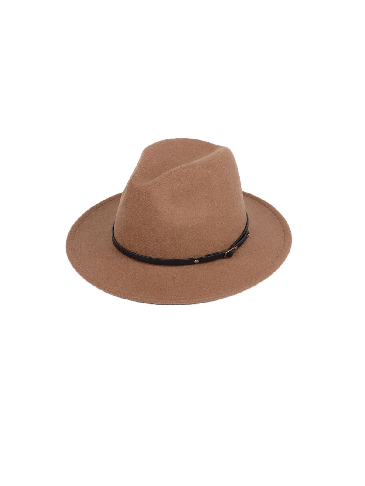 Women's Wool Blend Panama Hat Fedora Trilby Jazz Caps Feather Beading Black Band 