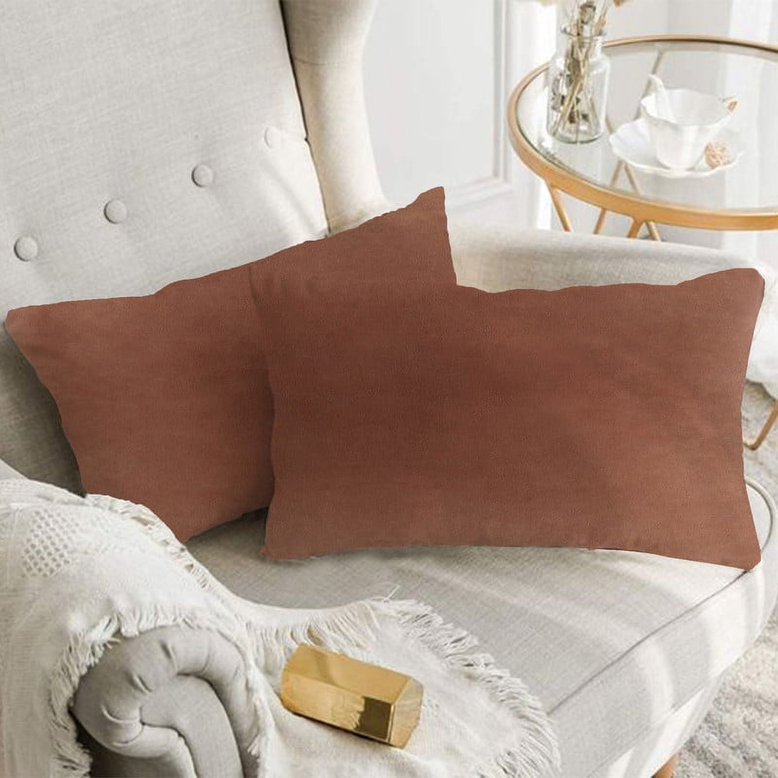 A1HC 12x20 Inch Rectangular Decorative Velvet Throw Pillow Covers, Set of 2, Irish Coffee – Soft, Luxurious Cushion Covers for Sofa, Bed & Home Decor